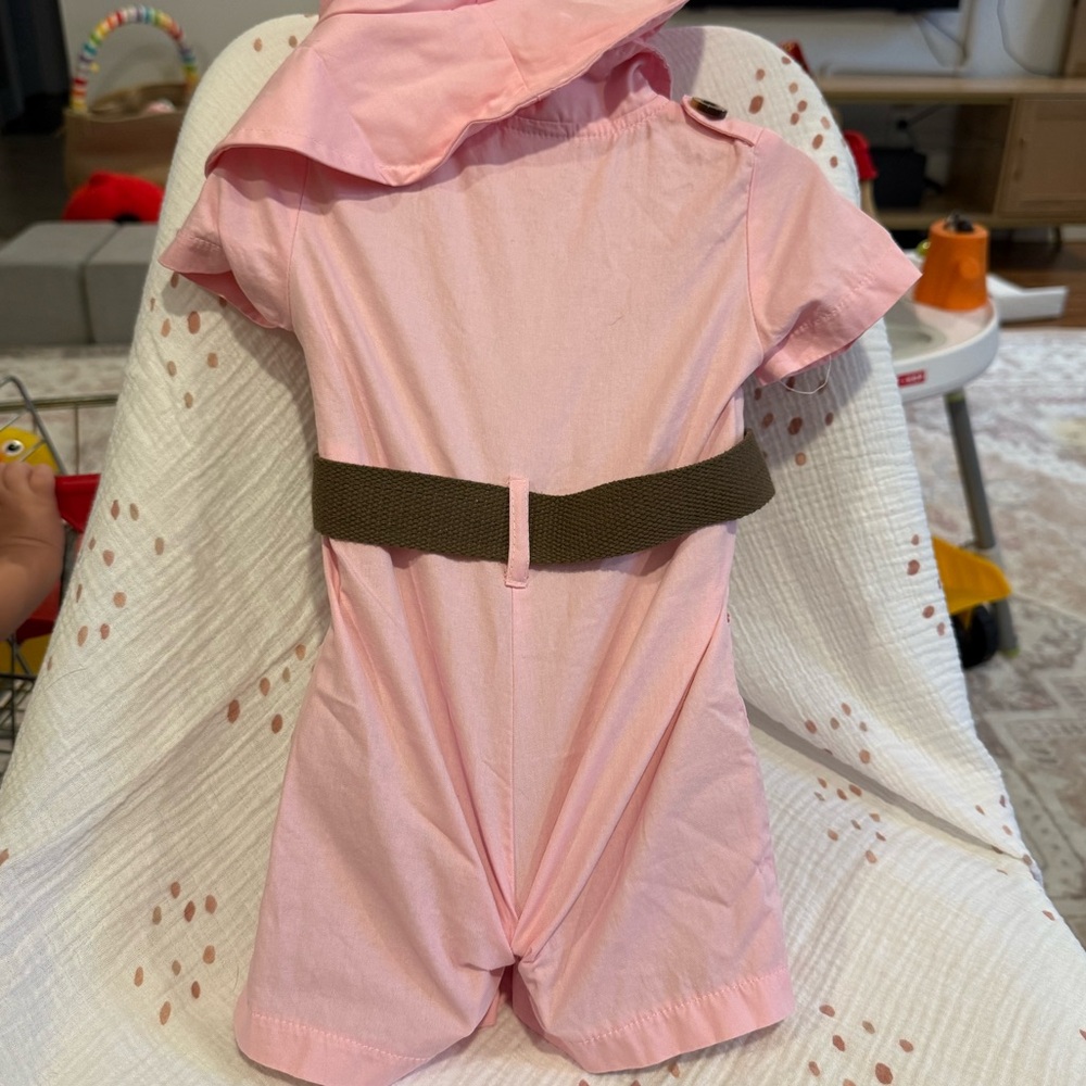 Pink Safari-Themed Romper with Belt - Picture 2 of 2